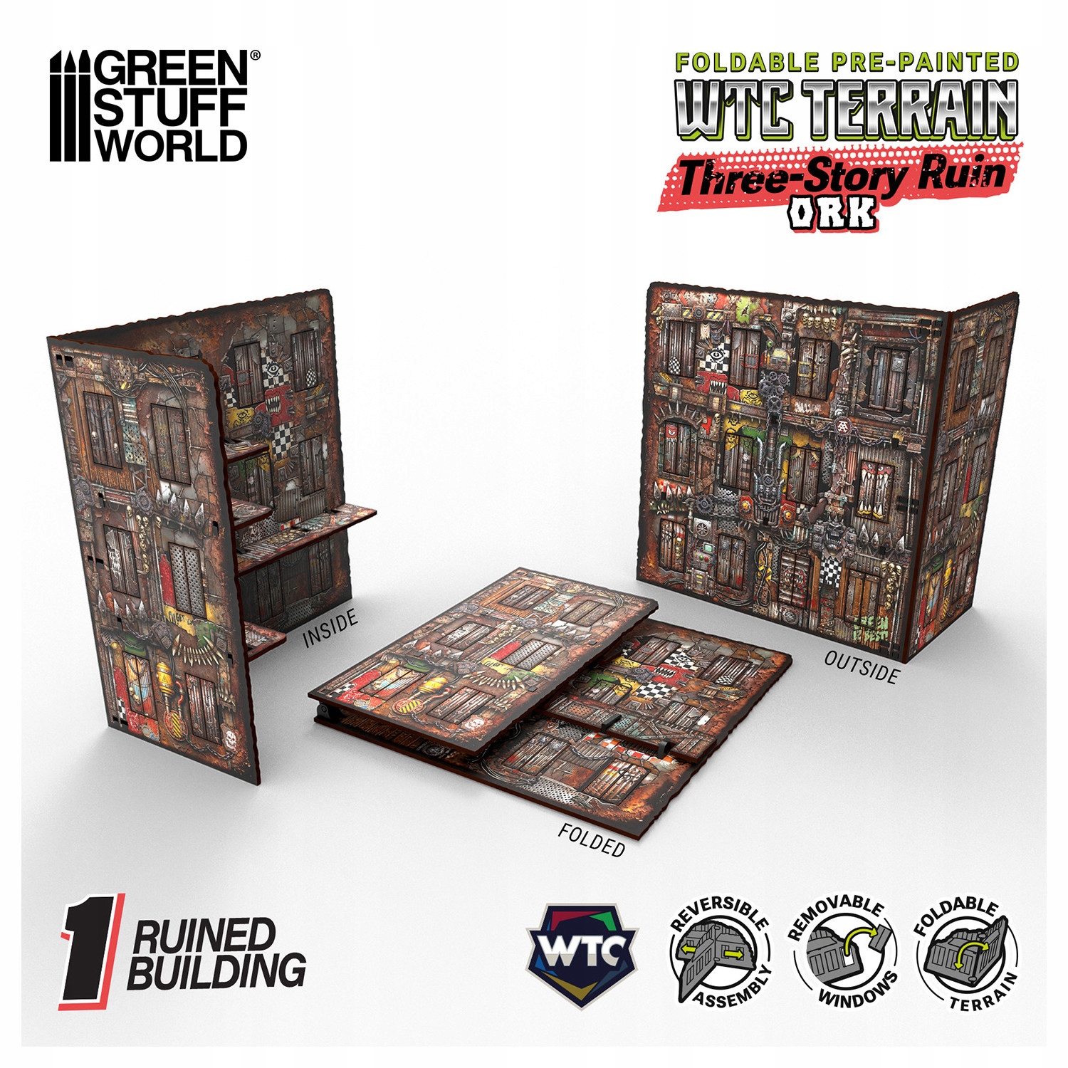 Gsw 6585 Pre-Painted Three-Story Wtc Terrain Ruin Orks (teren do gier)