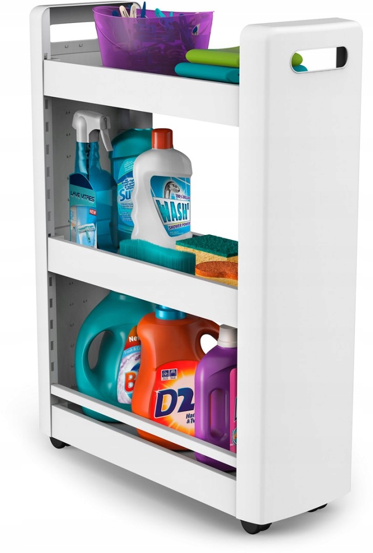 Półka na Kółkach Szafka Kuchenna Łazienkowa Regał Biała