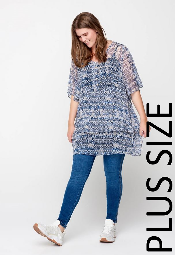 

54 56 7XL 8XL Tunika Wzór Duży Rozmiar Falbana