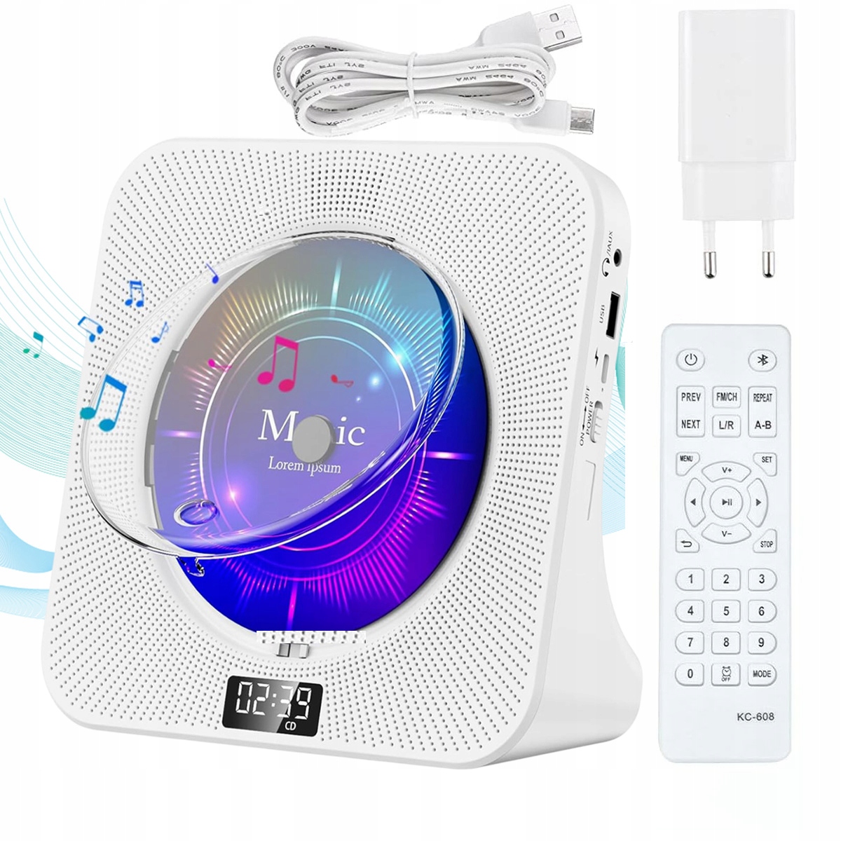 ODTWARZACZ CD LCD BLUETOOTH Z GŁOŚNIKAMI STEREO HI-FI RADIO FM + PILOT
