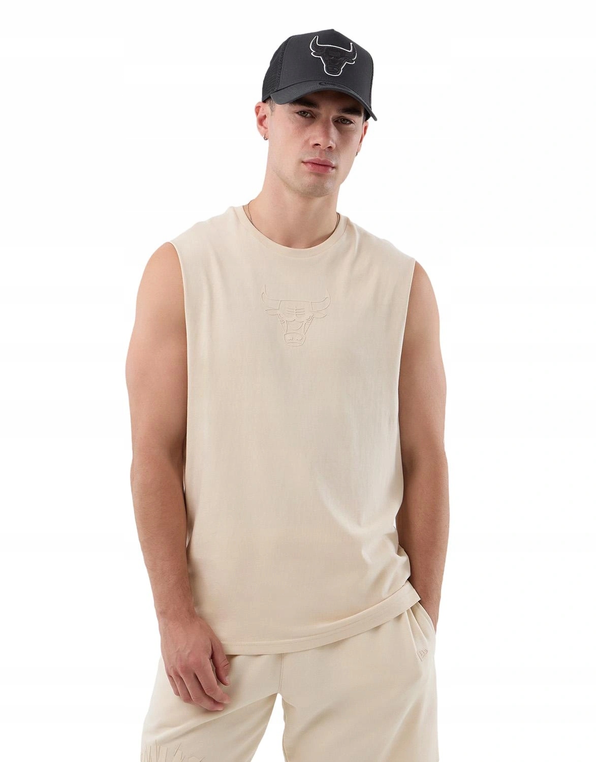 Tričko pánské New Era tank top vest Chicago Bulls nba bavlna béžová