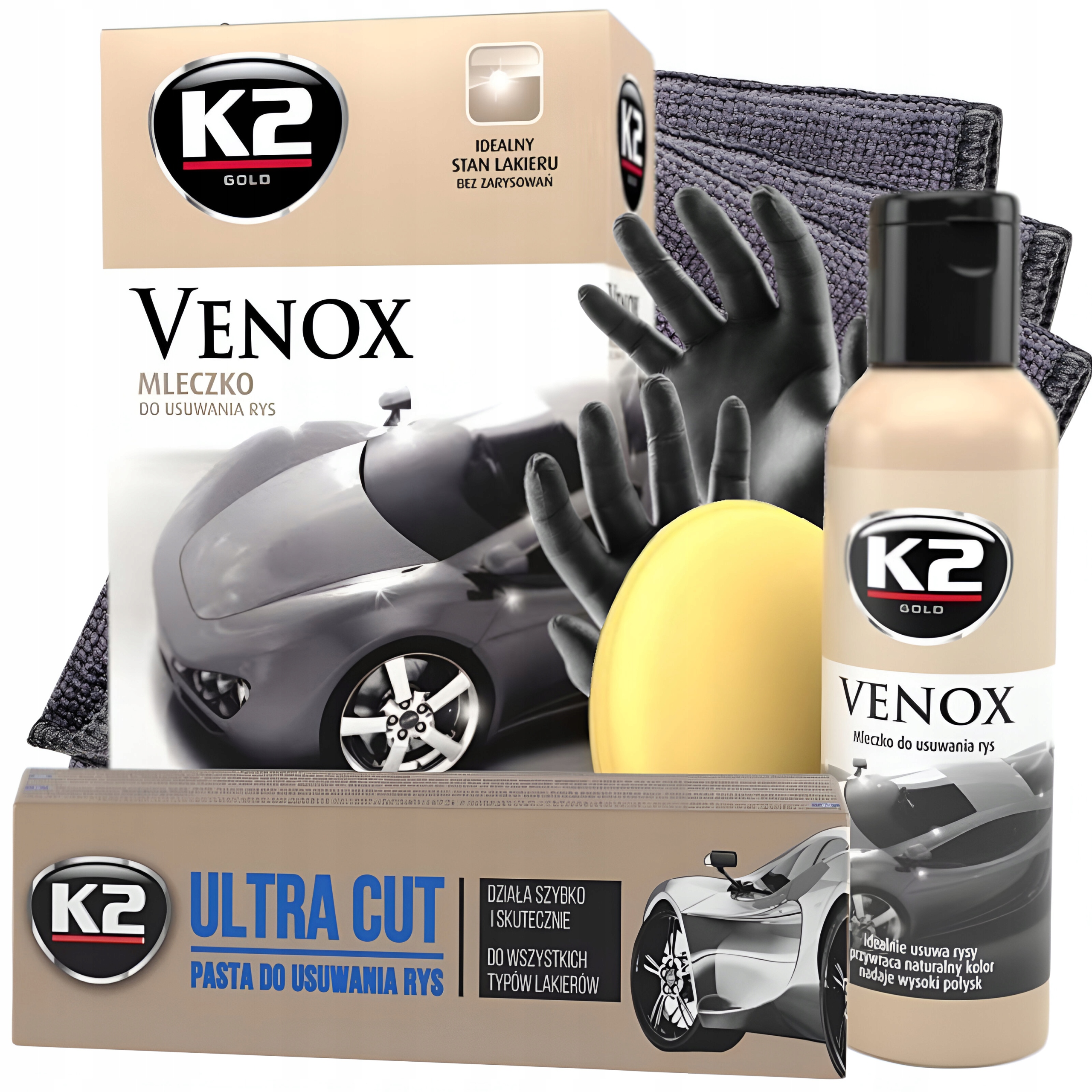 Zestaw Do Usuwania Rys Lakieru Samochodu Karoserii Auta K2 Venox Ultra Cut