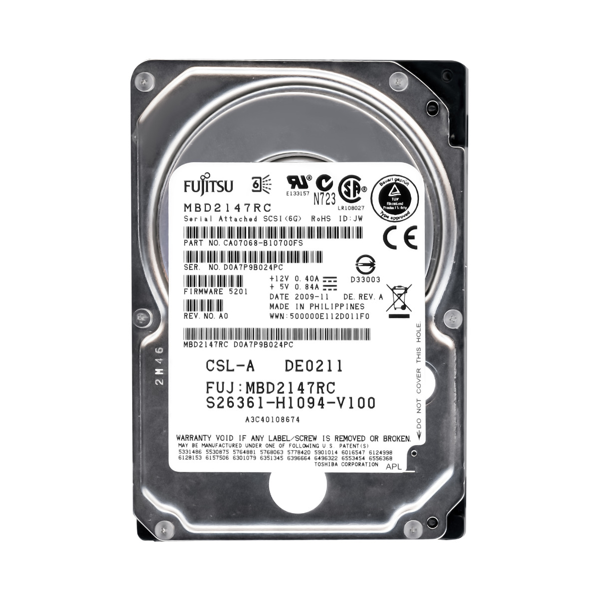 Fujitsu S26361-H1094-V100 146GB 10K 16MB SAS-2 2.5'' MBD2147RC