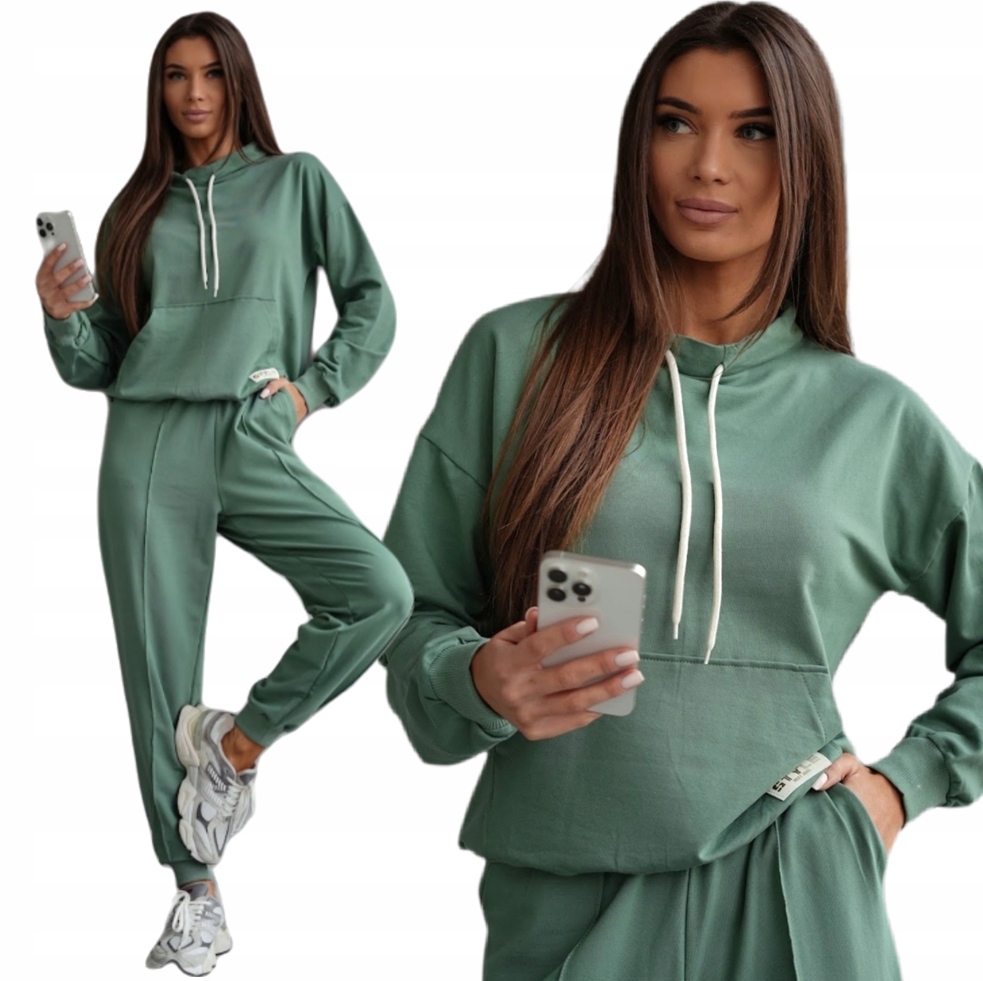 Dres Damski Bawełniany Komplet Dresowy Bluza Kangurka Pl Premium S