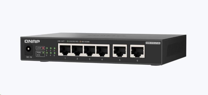 Qnap switch QSW-2104-2T-R2 (4x 2, 5GbE RJ45 a 2x 10GbE RJ45) QSW-2104-2T…