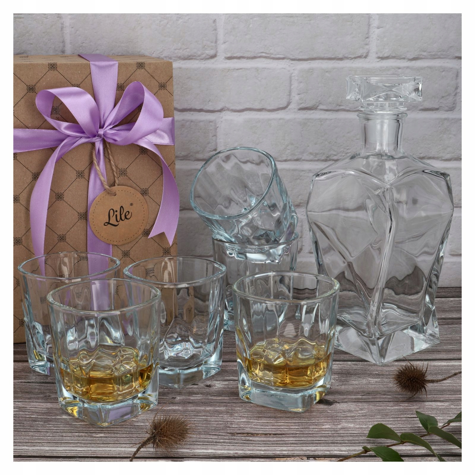 Karafka szklanki do whisky 6 szt zestaw na prezent świąteczny dla męża ojca Materiał wykonania szkło