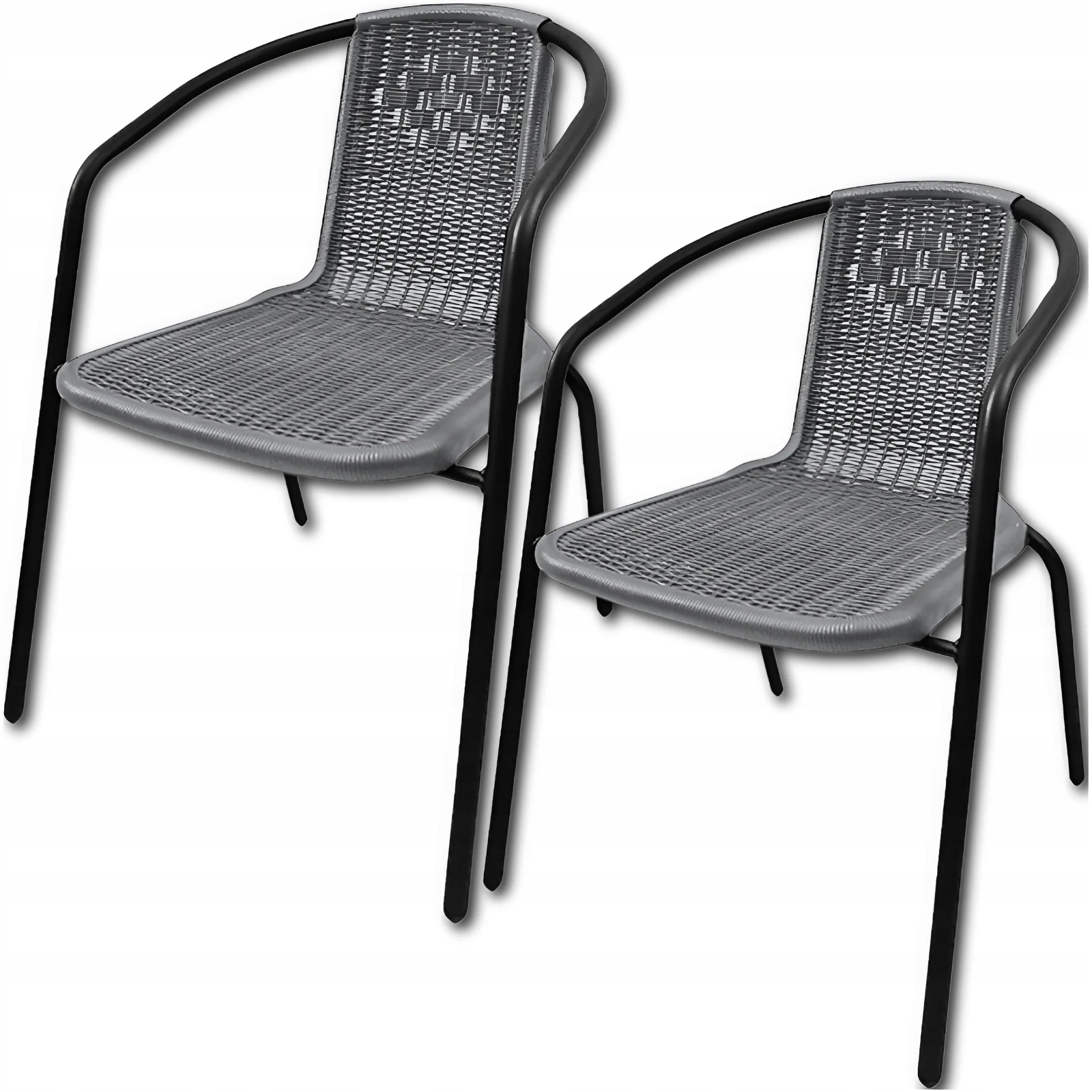 2x FOTELE OGRODOWE KRZESŁA DO OGRODU TARASU ZESTAW MEBLE TECHNORATTAN SZARE