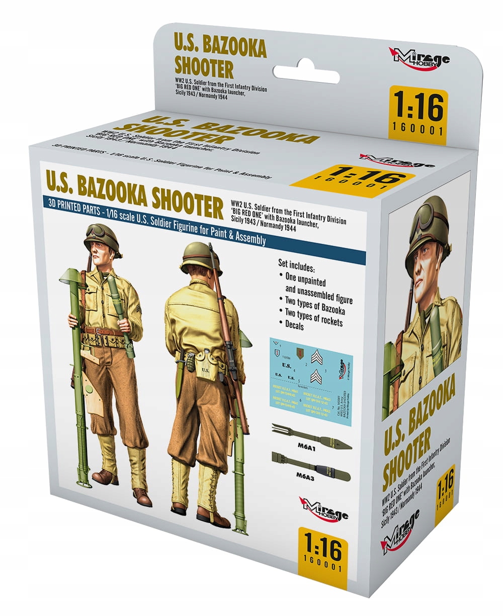 Mirage 160001 1:16 Střelec z Bazooky Us WW2 'Big Red One'