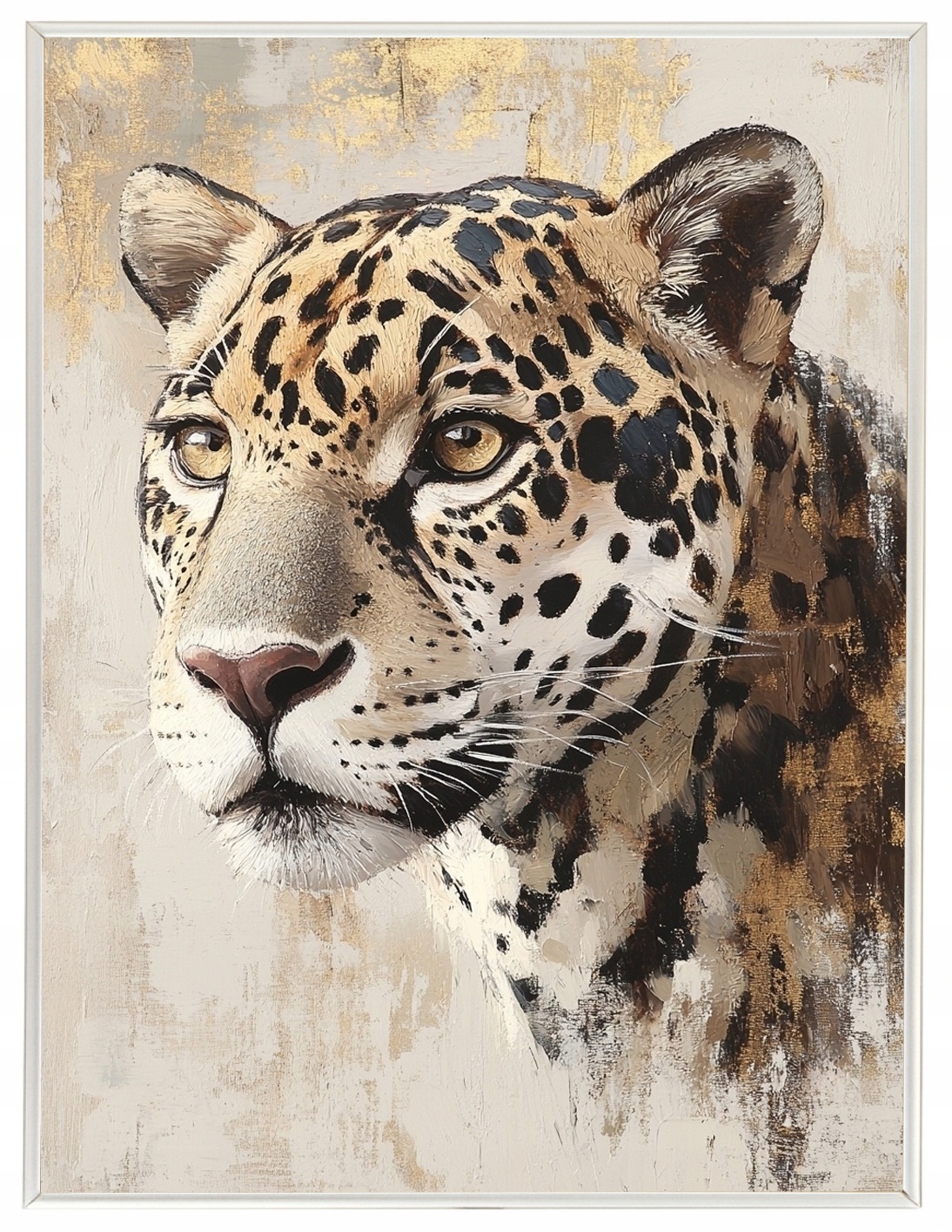 Plakát Rámeček Hliník Portrét Příroda Zvíře Kočka Jaguar Béžová Hnědá 60x80