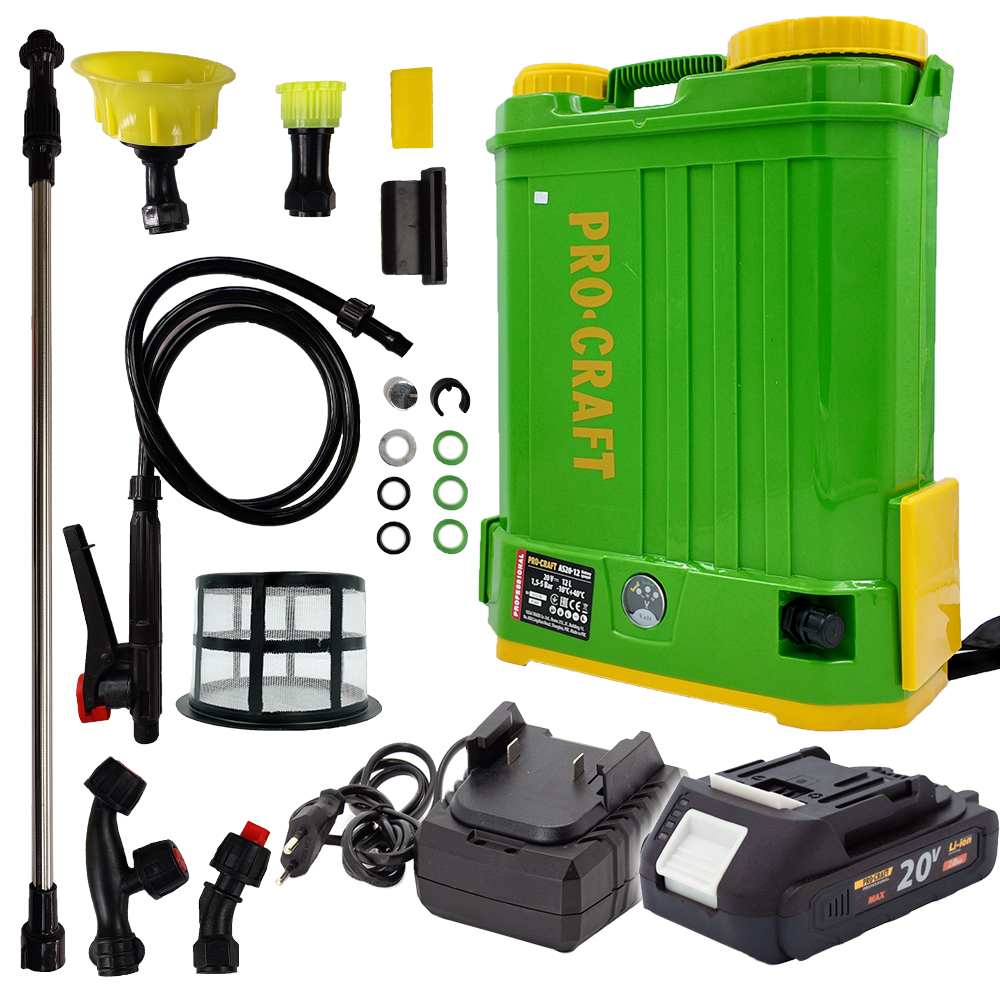 Aku postrekovač Procraft AS20-12 sada s batériou 20V 2Ah a nabíjačkou