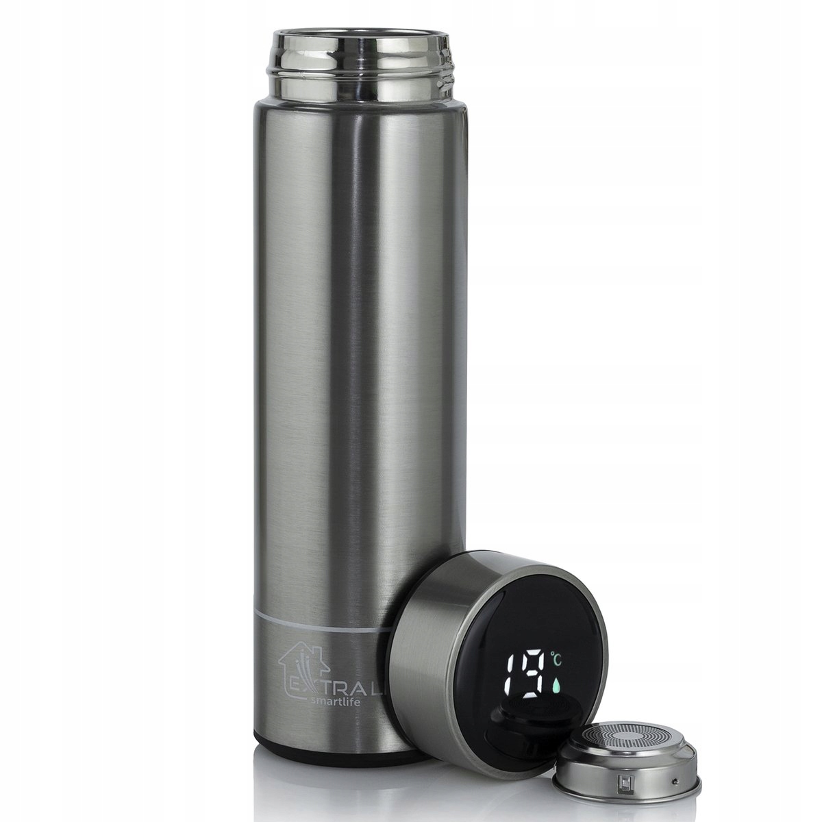 Extralink Smart Travel Mug Srebrny Kubek termiczny Termos z wyświetlaczem