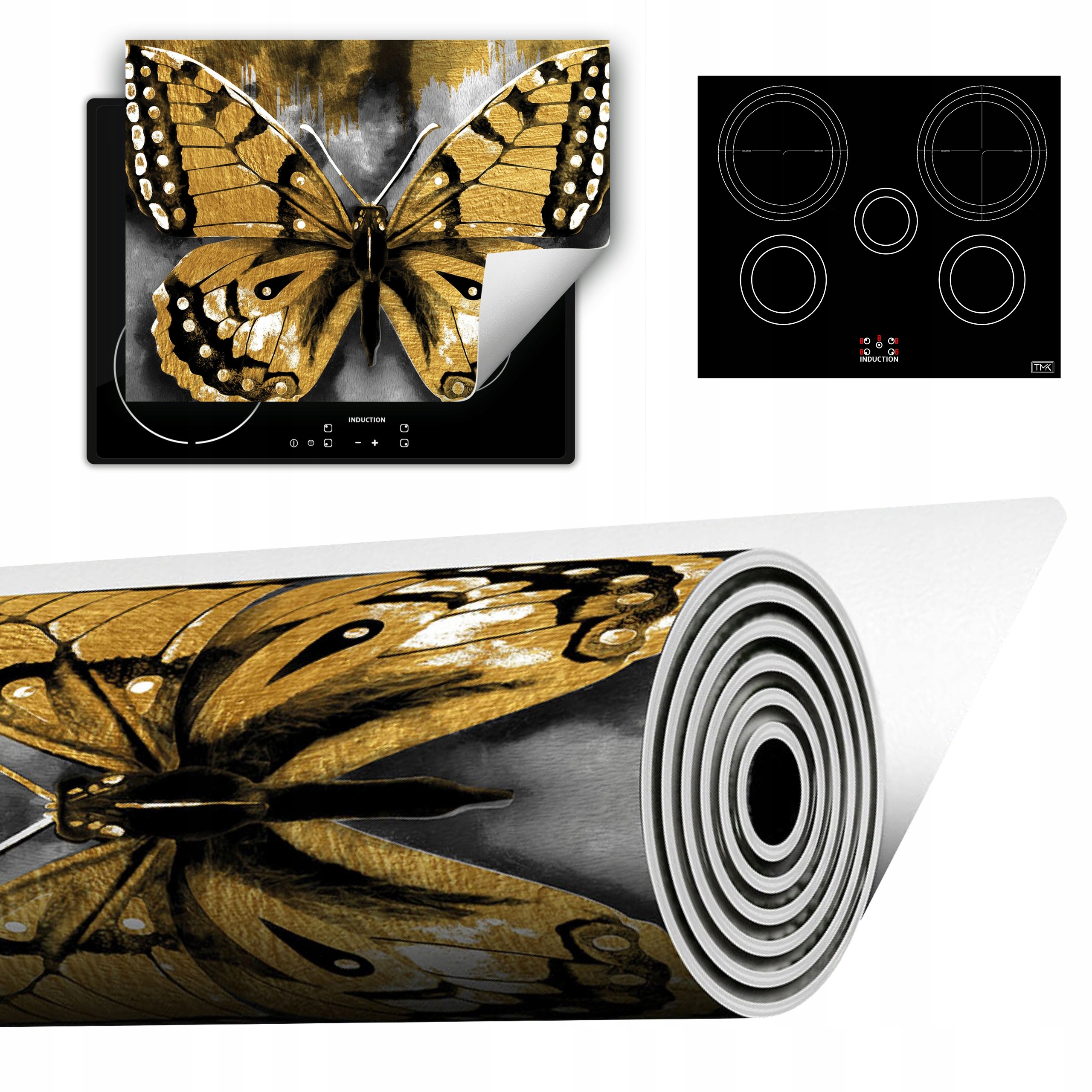 Vinylová Podložka Do Kuchyně Více Místa 70x52 zlatá motýl