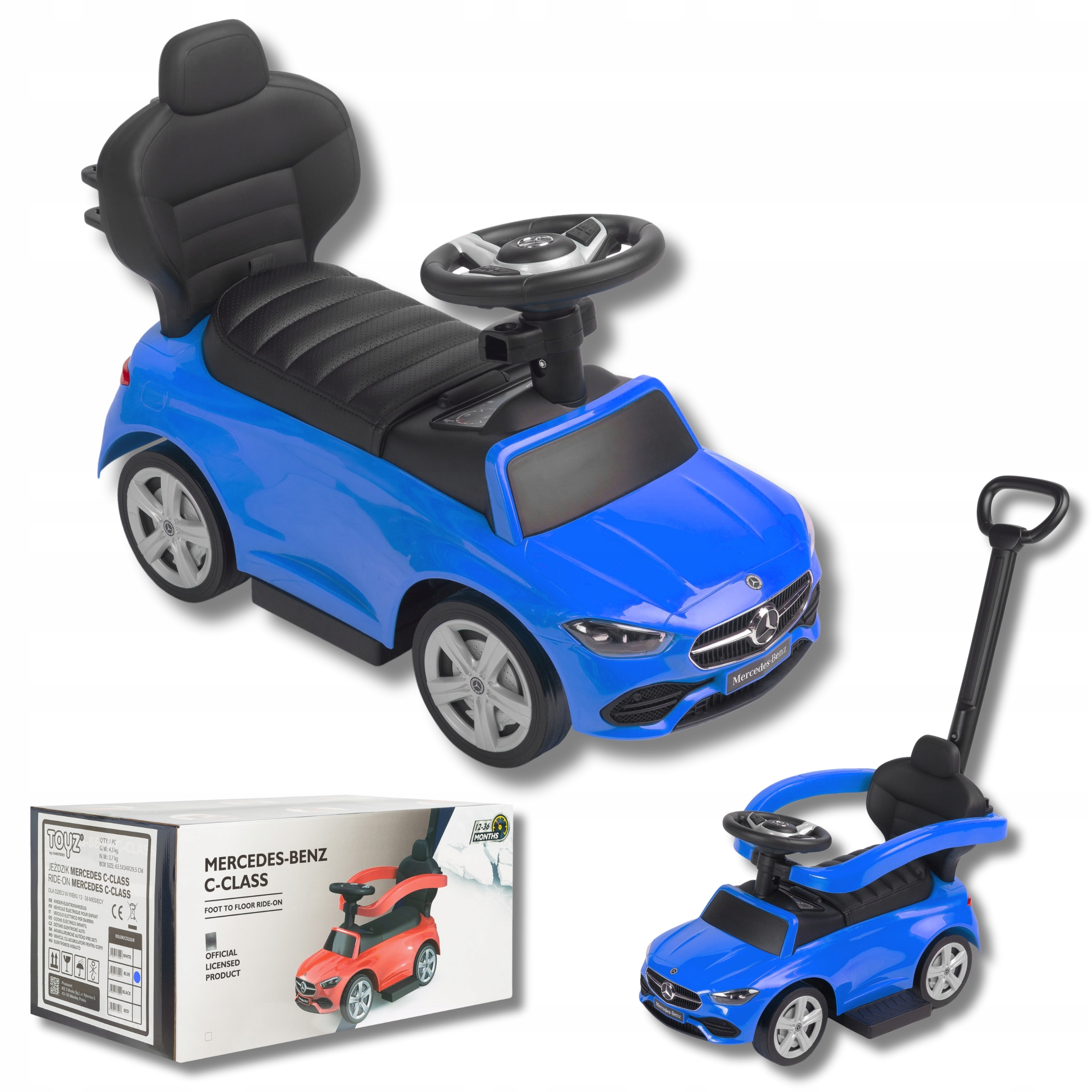 Jeździk Mercedes C-class Pchacz Samochód Dla Dzieci Na Roczek Chodzik Autko