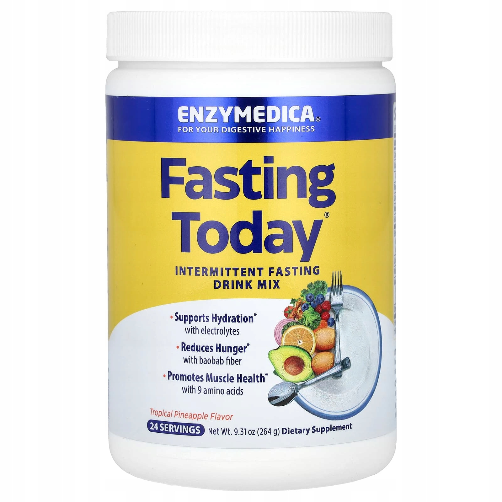 Enzymedica, Fasting Today, směs nápojů pro přerušovaný půst, tropika