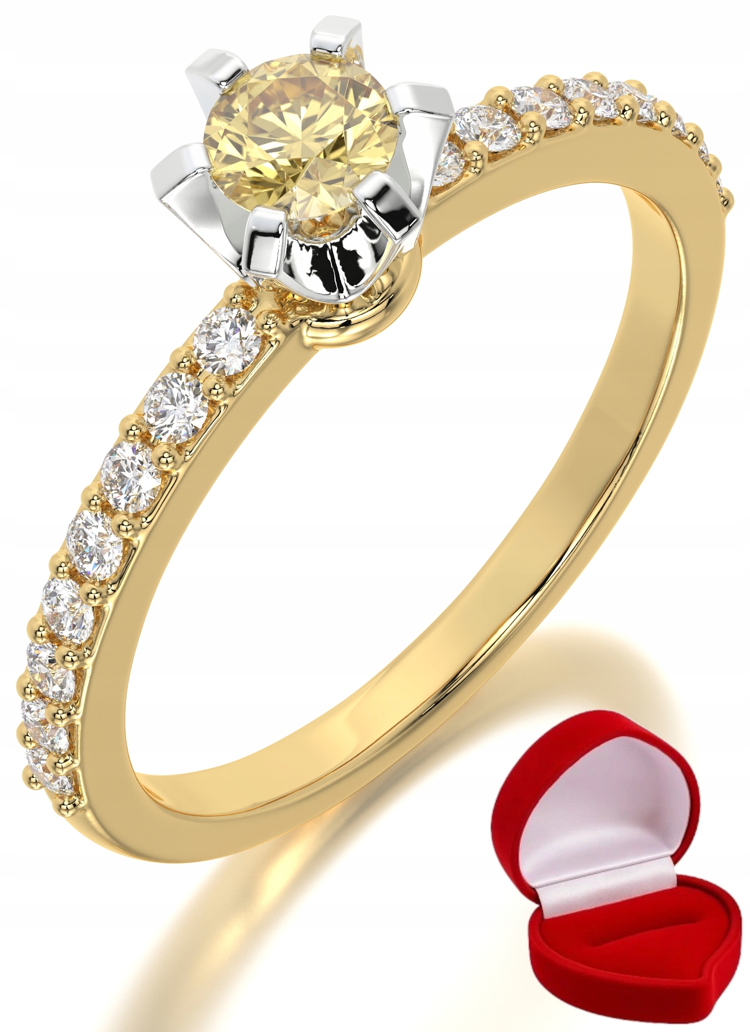 Zlatý Prstýnek 585 14k Safír 0,19 ct Krabička R8