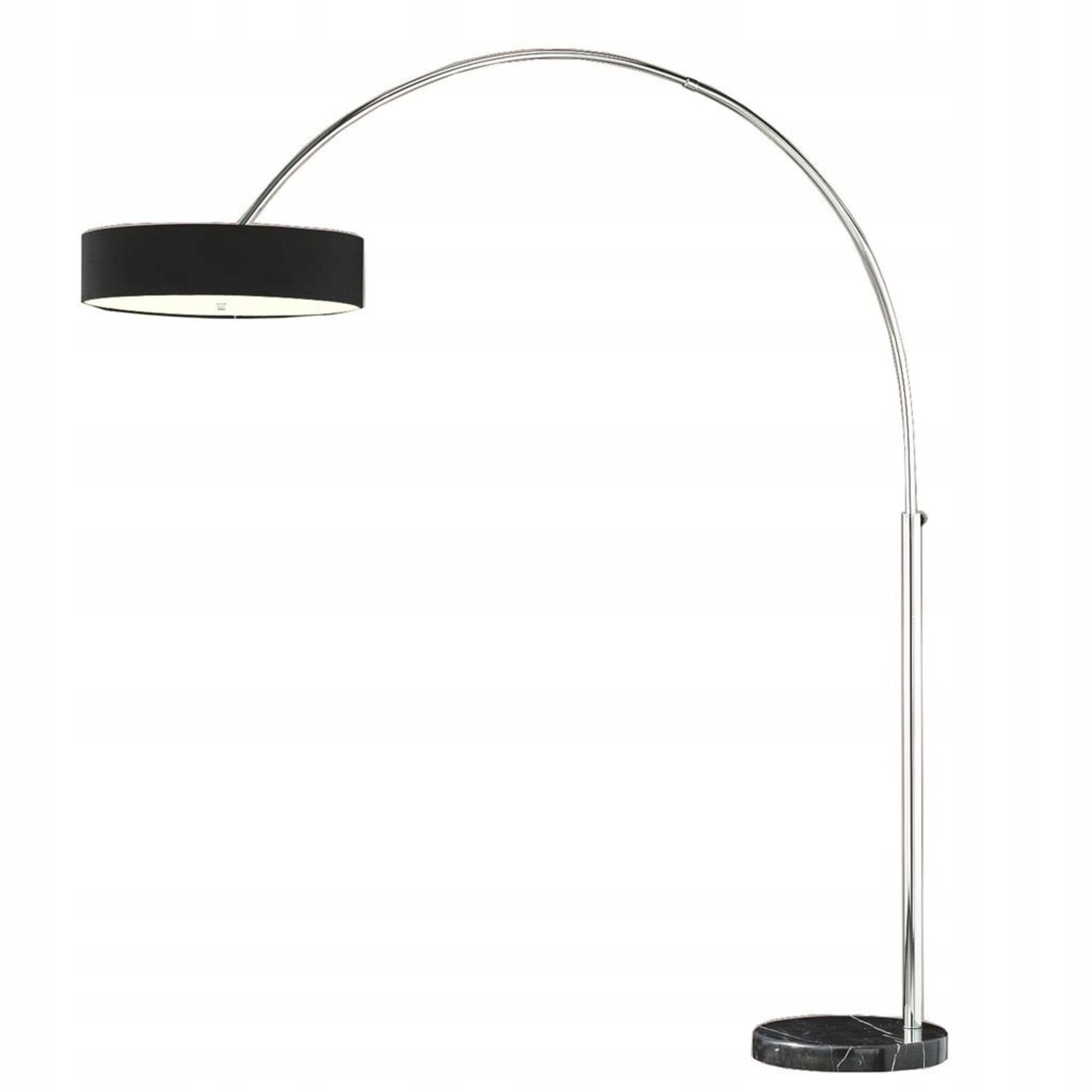 AZzardo stojaca oblúková lampa Aruba E27 3x 60W kov látka mramor čierna