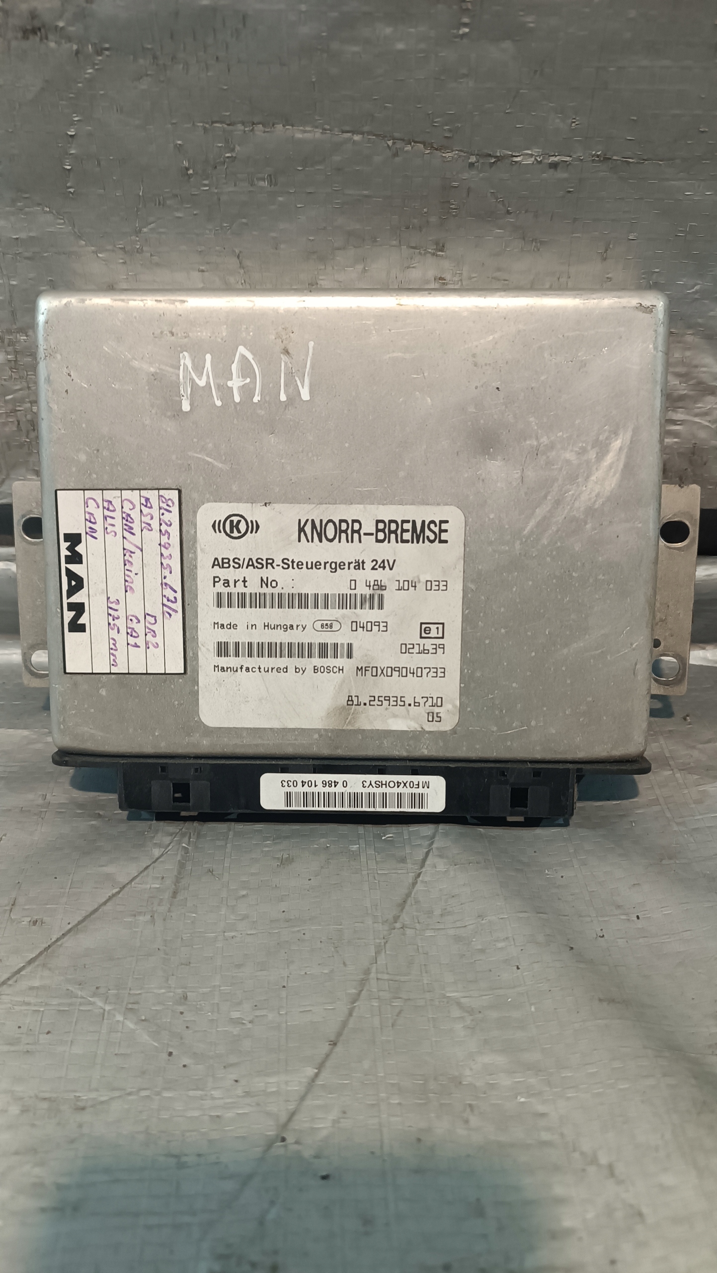 control unit ABS/ASR KNORR-BREMSE 0486104033