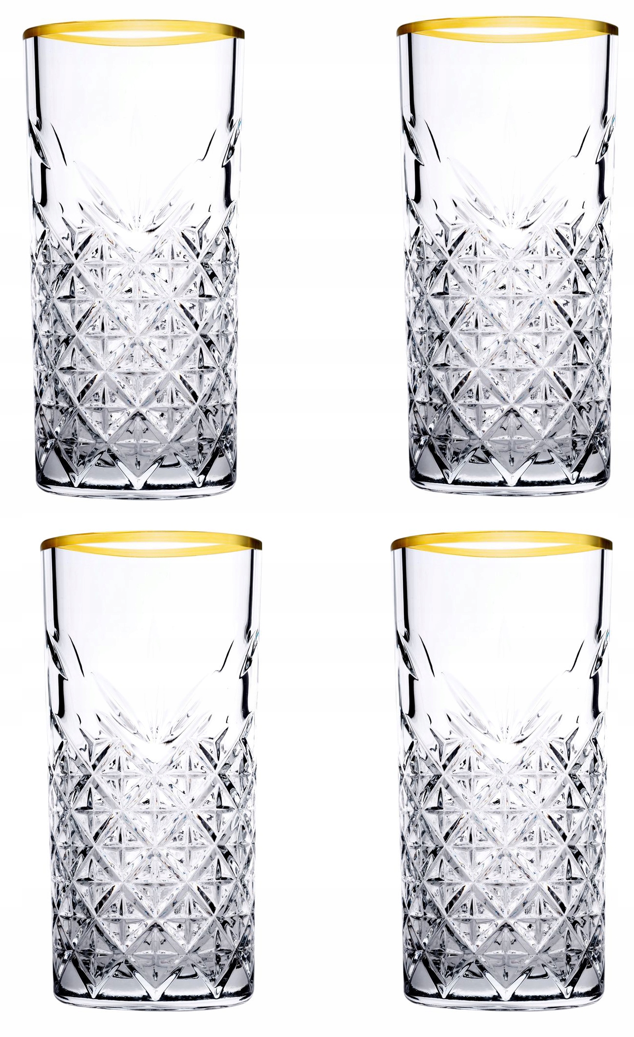 PASABAHCE KOMPLET 4 WYSOKICH SZKLANEK GOLD 450ML