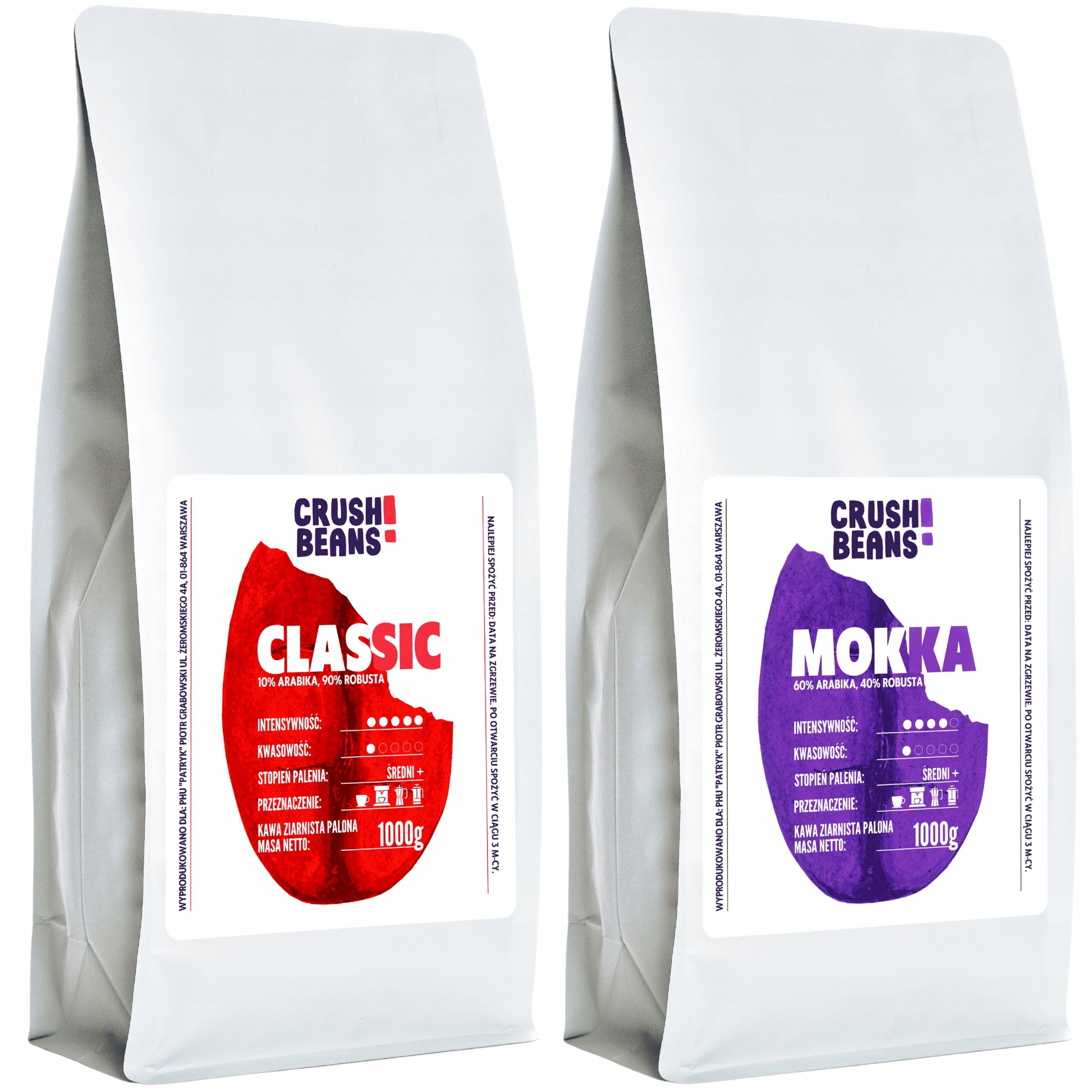 Levně Mletá káva 2kg Classic+mokka Crush Beans MIX
