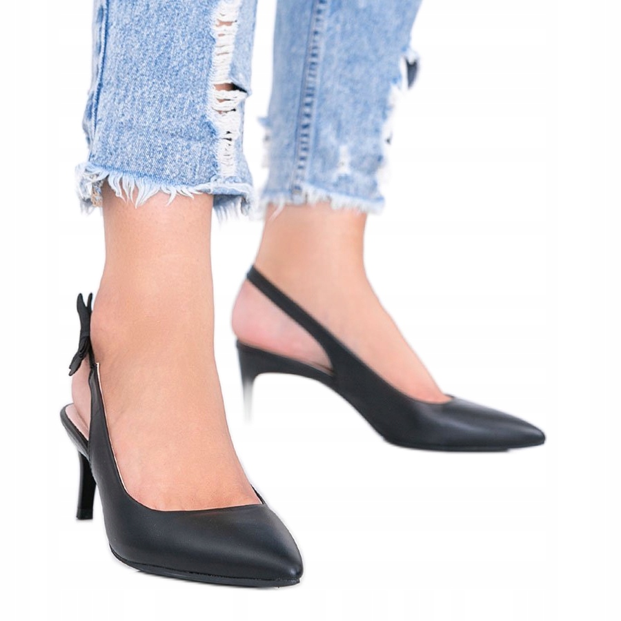 

Czarne Skóra ekologiczna Buty Sandały r.36