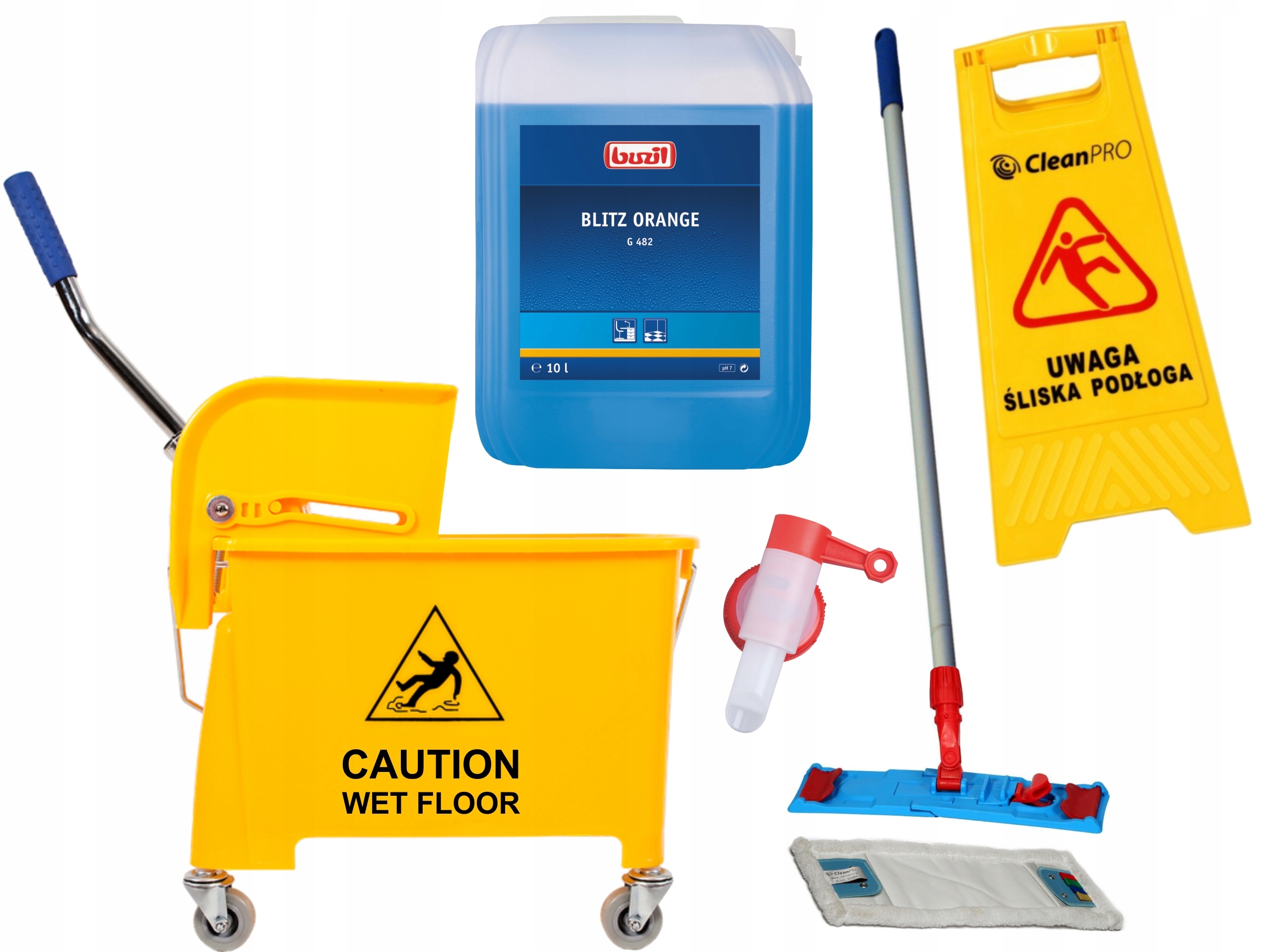 

Wózek 20l + Buzil G482 10l + zestaw mop + potykacz