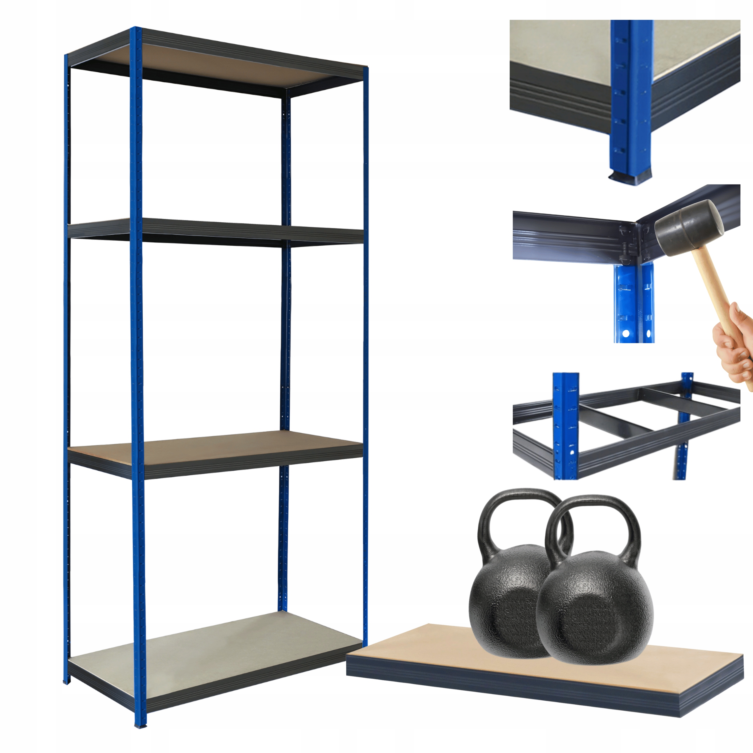 Kovový skladový regál s garážovým stojanom Helios 180x90x45 cm 4Px275 kg