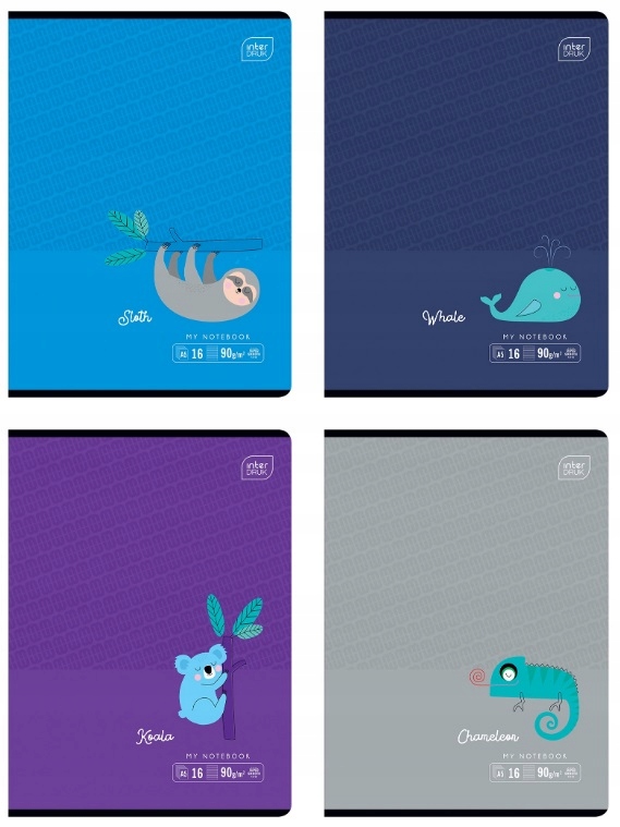 4 x Zeszyt A5/16 w 3 linię kolorową 90g Interdruk