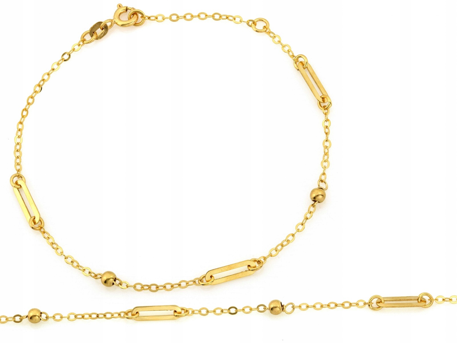 Zlatý řetízkový náramek 585 s širokými články, módní vzor pro ni