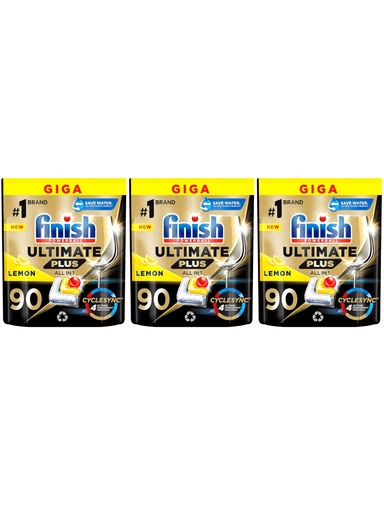 Levně 3x kapsle do myčky nádobí Finish 90ks Ultimate Plus All in 1 Tabs Lemon