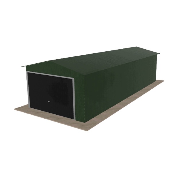 Plechová garáž 3.5 x 9 m jednopolohová, dvouspádová, zelená