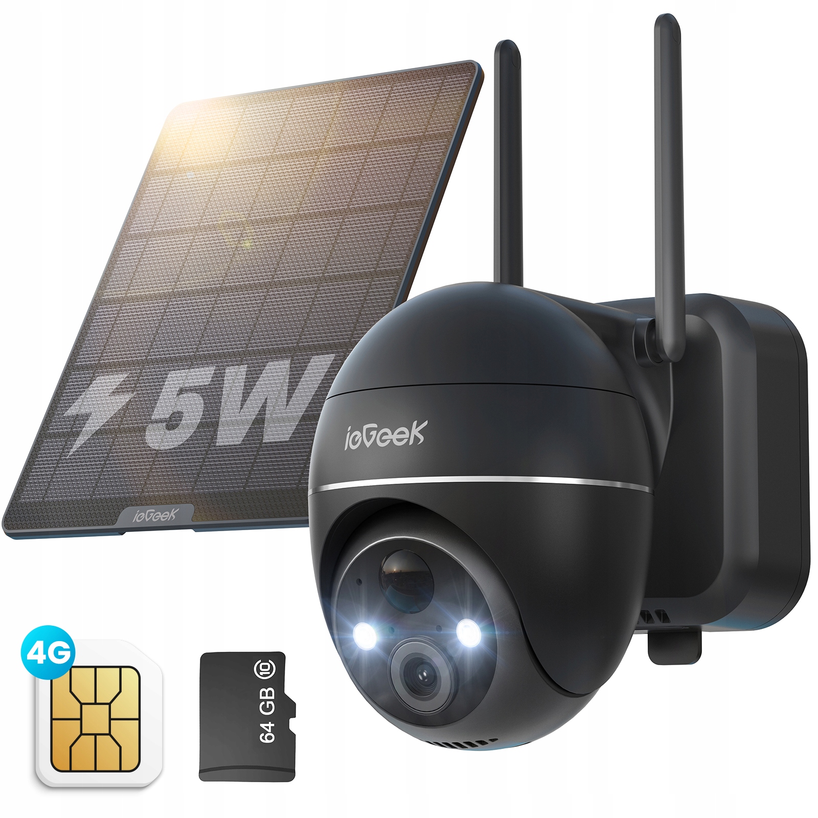 Venkovní solární otočná kamera Gsm 3G 4G Lte Sim 2K 3MP Monitorování 64 Gb