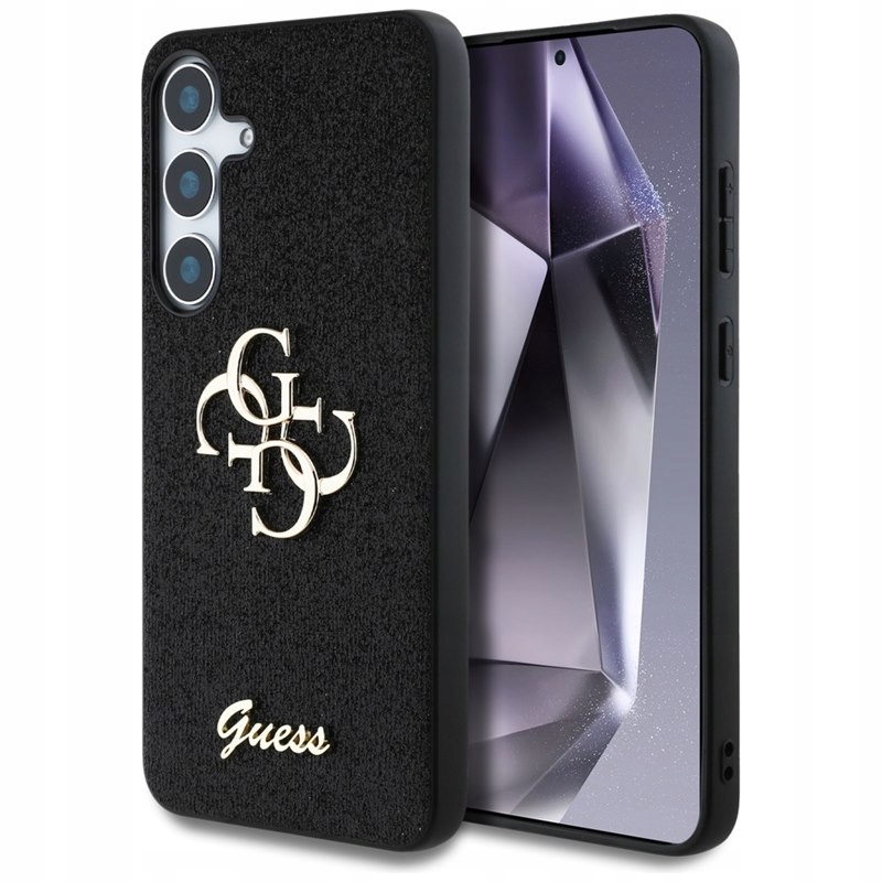 Guess Fixed Glitter Big 4G Metal Logo Pouzdro pro Samsung Galaxy S25+ Černé