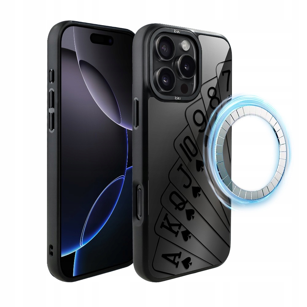 Matný Pouzdro Ibizu DropGuard s MagSafe pro iPhone 16 Pro, hrací karty