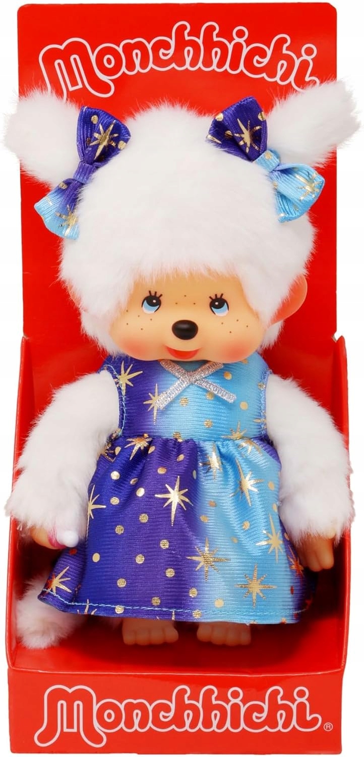 Monchhichi 221240 Małpka Dziewczynka w Sukience w gwiazdki 20cm