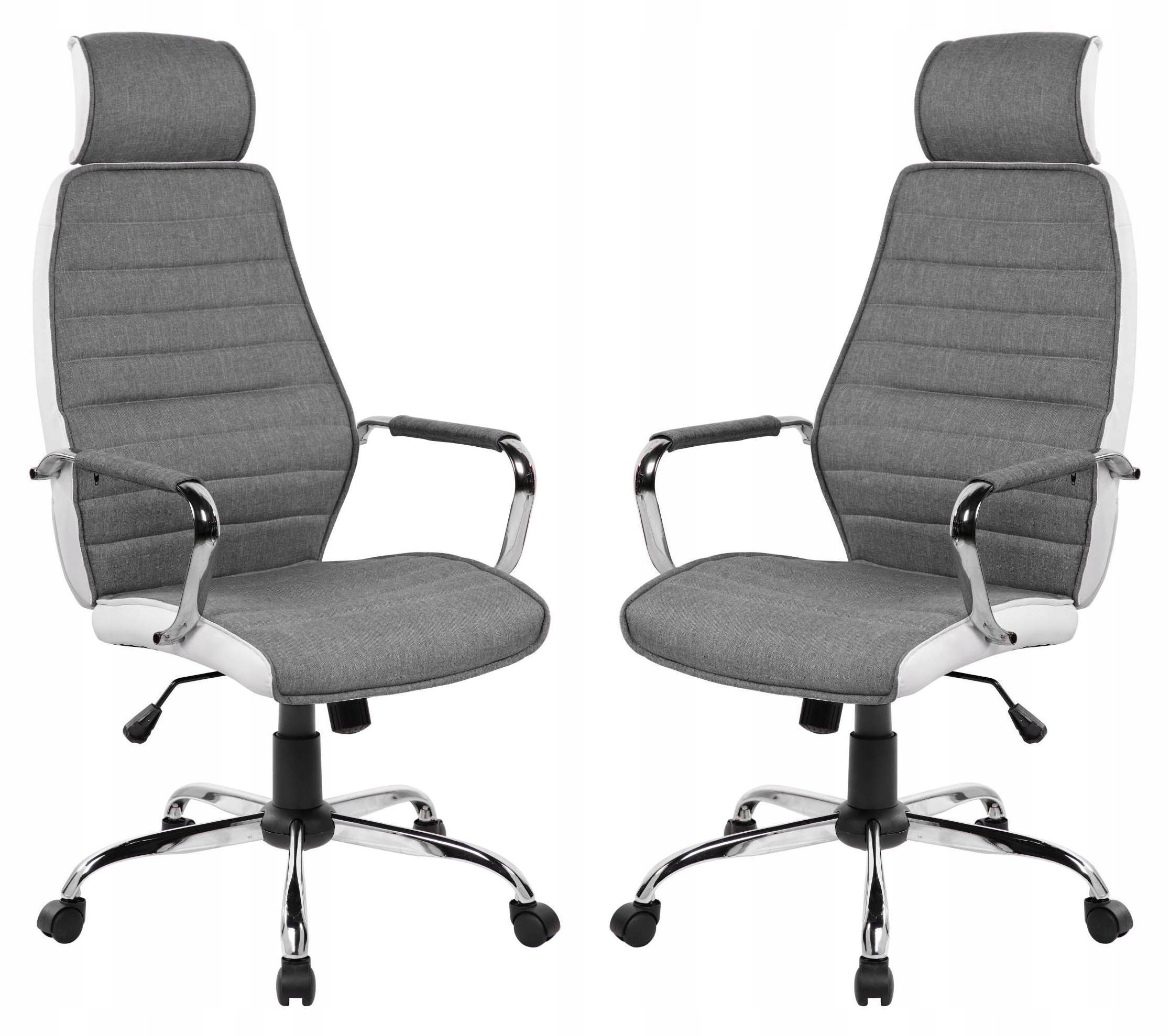 Szary Fotel Pracowniczy Lp Obrotowy Ekoskóra Tkanina Wysoki Komfort 120kg