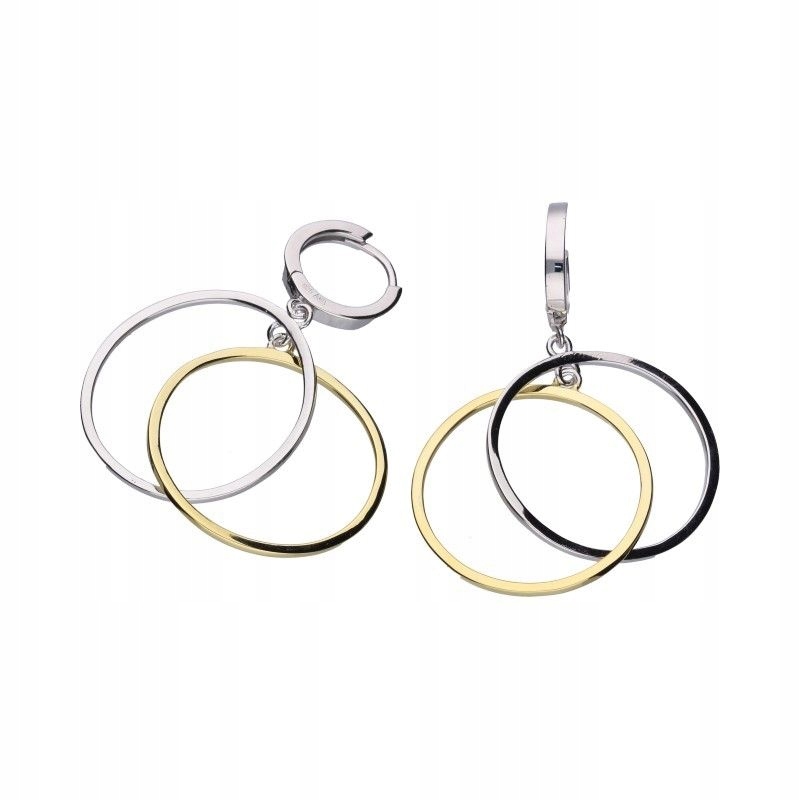 náušnice pro ženy ze stříbra 925, pozlacené, dvě závěsná kolečka jako dárek