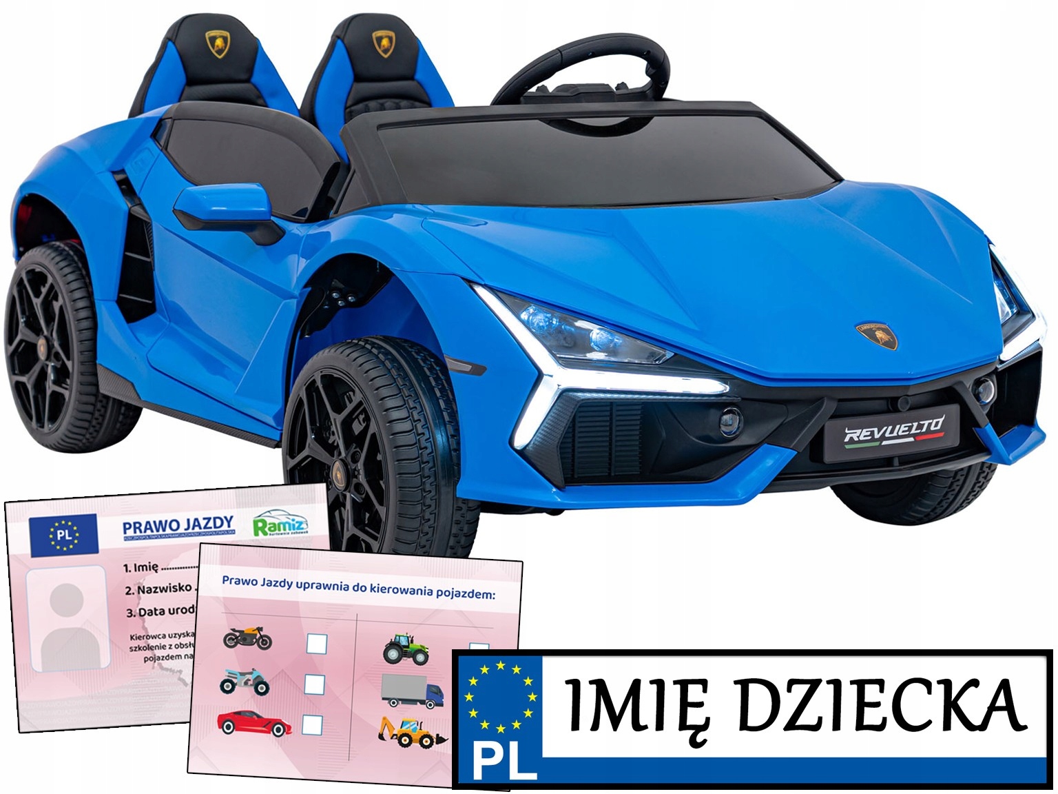 sportowy Samochód na akumulator Dla Dzieci Lamborghini Revuelto XL pilot