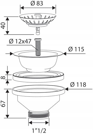 KOREK METALOWY DO ZLEWU CZARNY SITKO Z OTWOREM Rodzaj zlewozmywakowy