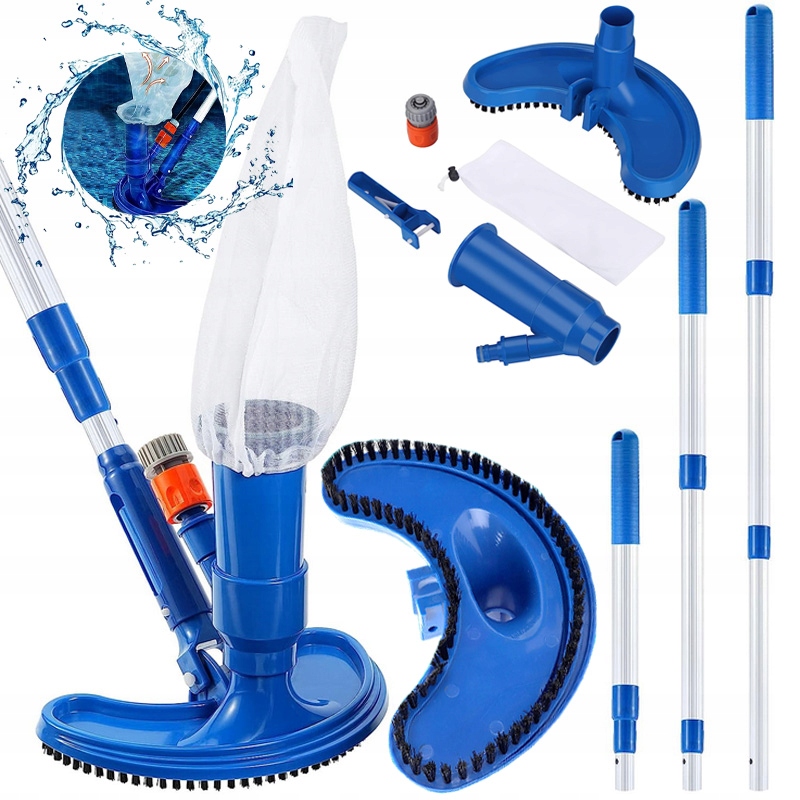 ZESTAW DO CZYSZCZENIA BASENU ODKURZACZ SZCZOTKA BASENOWA Z KIJ TELESKOPOWY