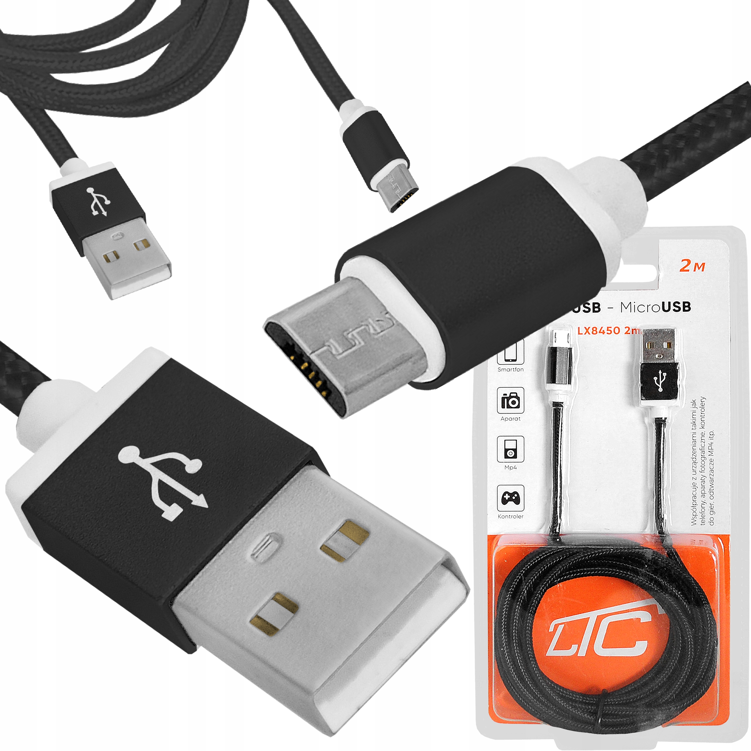 

Kabel Micro Usb Do Telefonu 2M Szybki Mocny Oplot