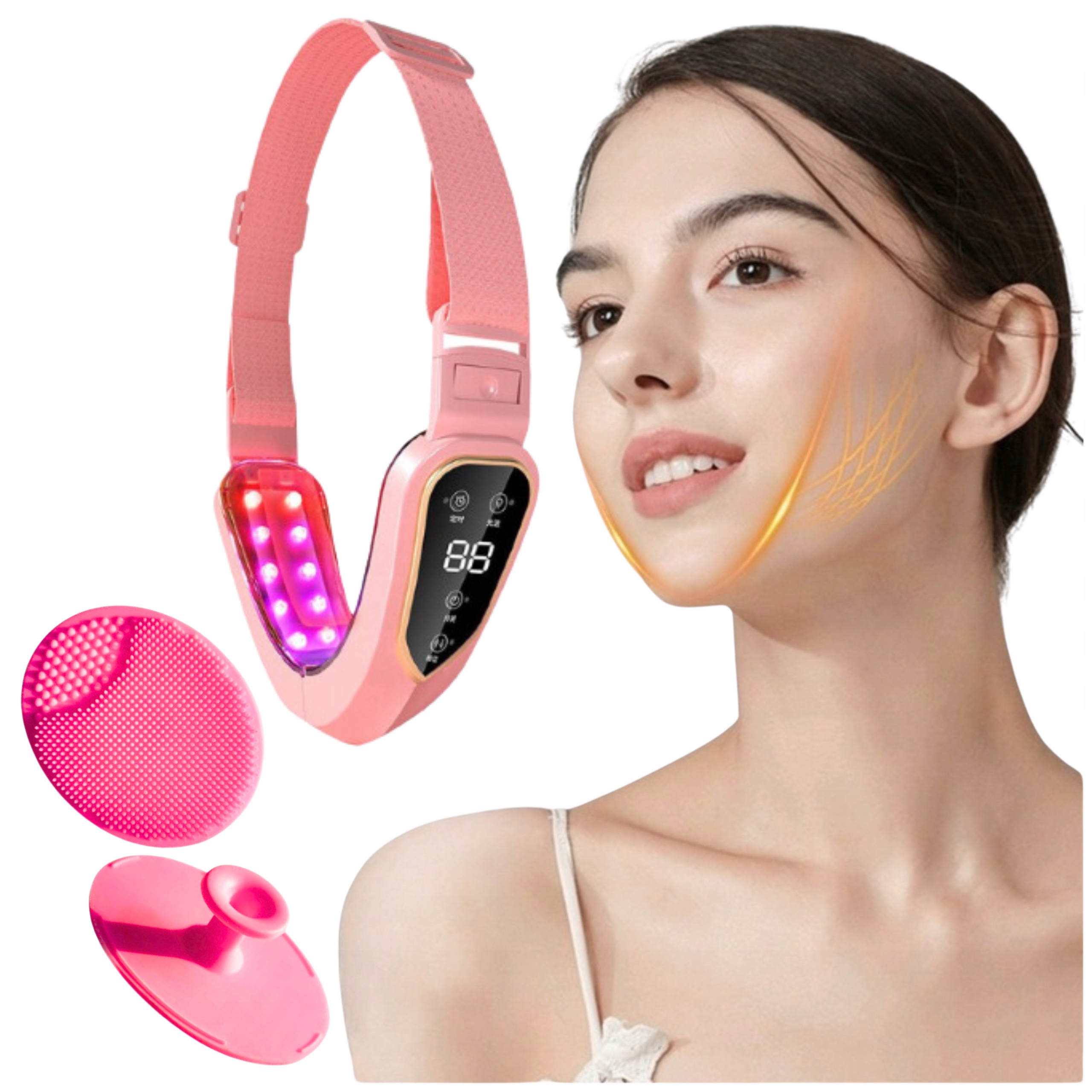 MASAŻER TWARZY LIFTING PODBRÓDKA TERAPIA LED 2w1- Odmładzający Efekt GRATIS
