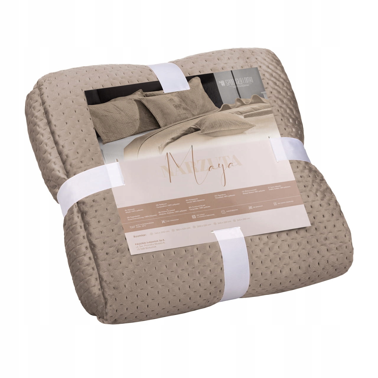 Dekorativní přehoz Maya 240x260 velurová prošívaná béžová barva