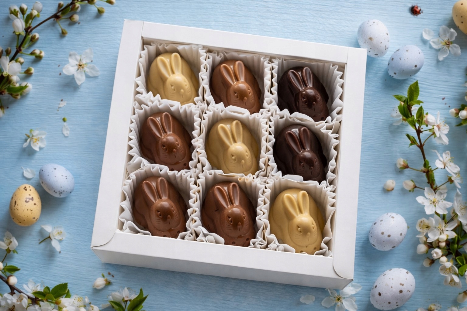 Levně Čokoládové zajíčky Ručně vyráběný Dárek na Velikonoce belgická ček-a