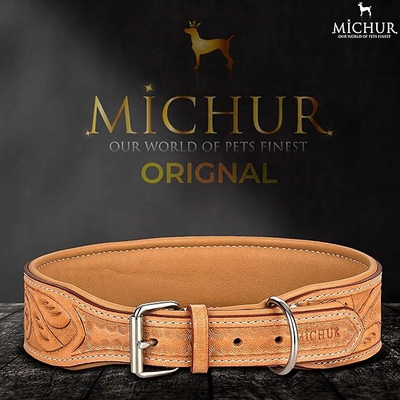 Levně obojek pro psa Michur Felippe, ručně vyrobený z kůže, obvod krku 61-68,5 cm