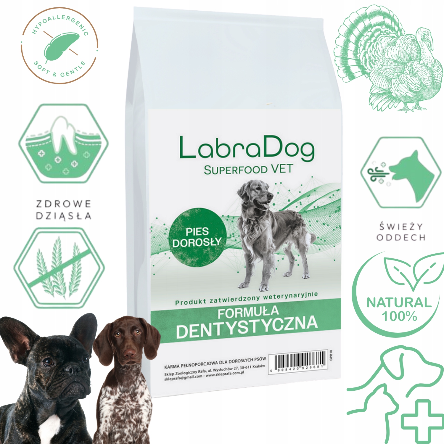 Levně LabraDog Superfood Hypoallergenic Vet Dental Care Hydrolyzovaný Krůta 1,5 kg