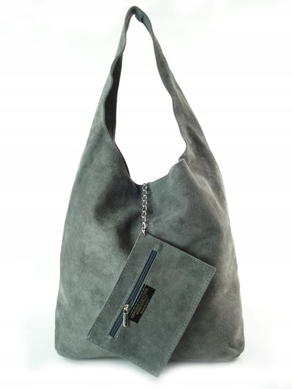 SHOPPER BAG ZAMSZ WŁOSKA VERA PELLE SZARA OKAZJA