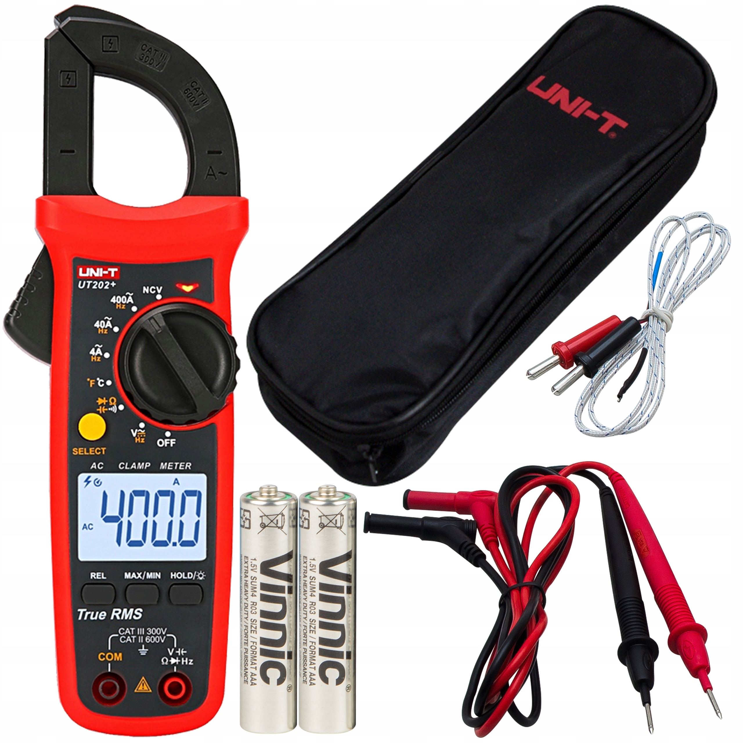 Multimetrový Kliešťový Merač, Tester Napätia, Ampérmeter, Sada Uni-t UT202+