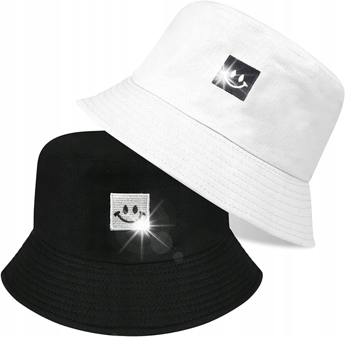 Bucket Hat Rybářský Klobouk Černá Bílá Čepice Na Léto, Sada Dvou Kusů