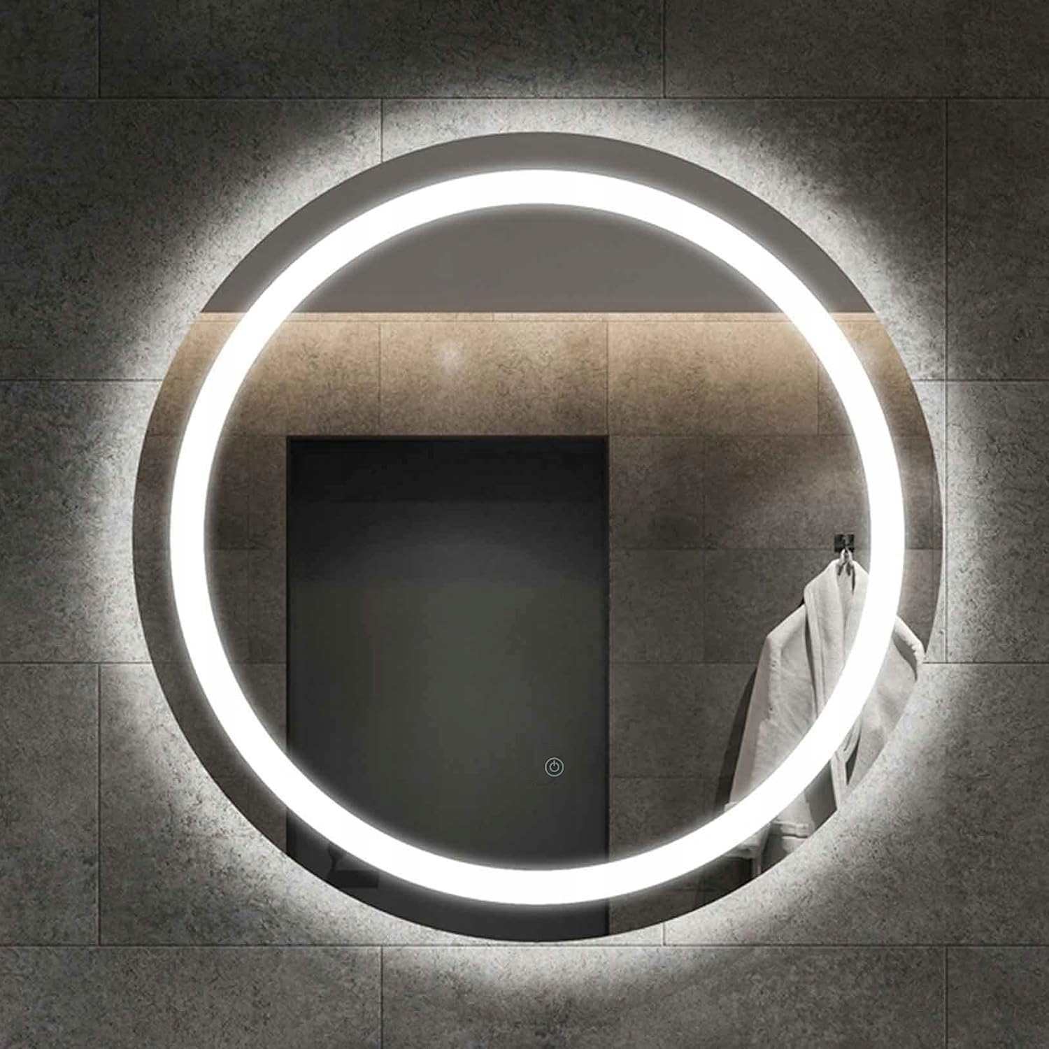 NOWOCZESNE LUSTRO OKRĄGŁE LED 60 cm LUSTRO ŚCIENNE ŁAZIENKOWE PODŚWIETLANE Szerokość 600 mm