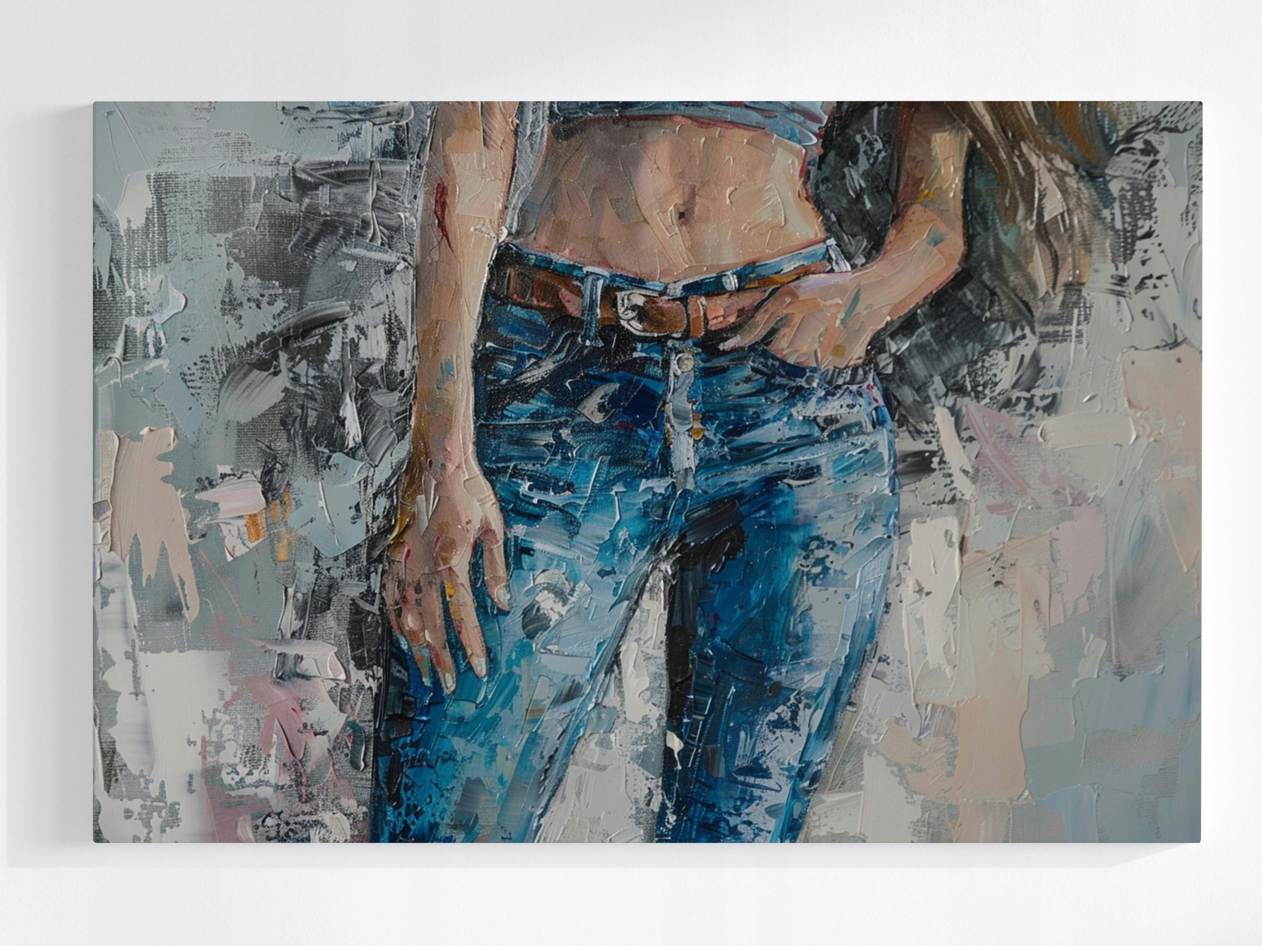 Obraz Na Plátně Canvas Olej Žena Dívka Silueta Talia Jeans 120x80